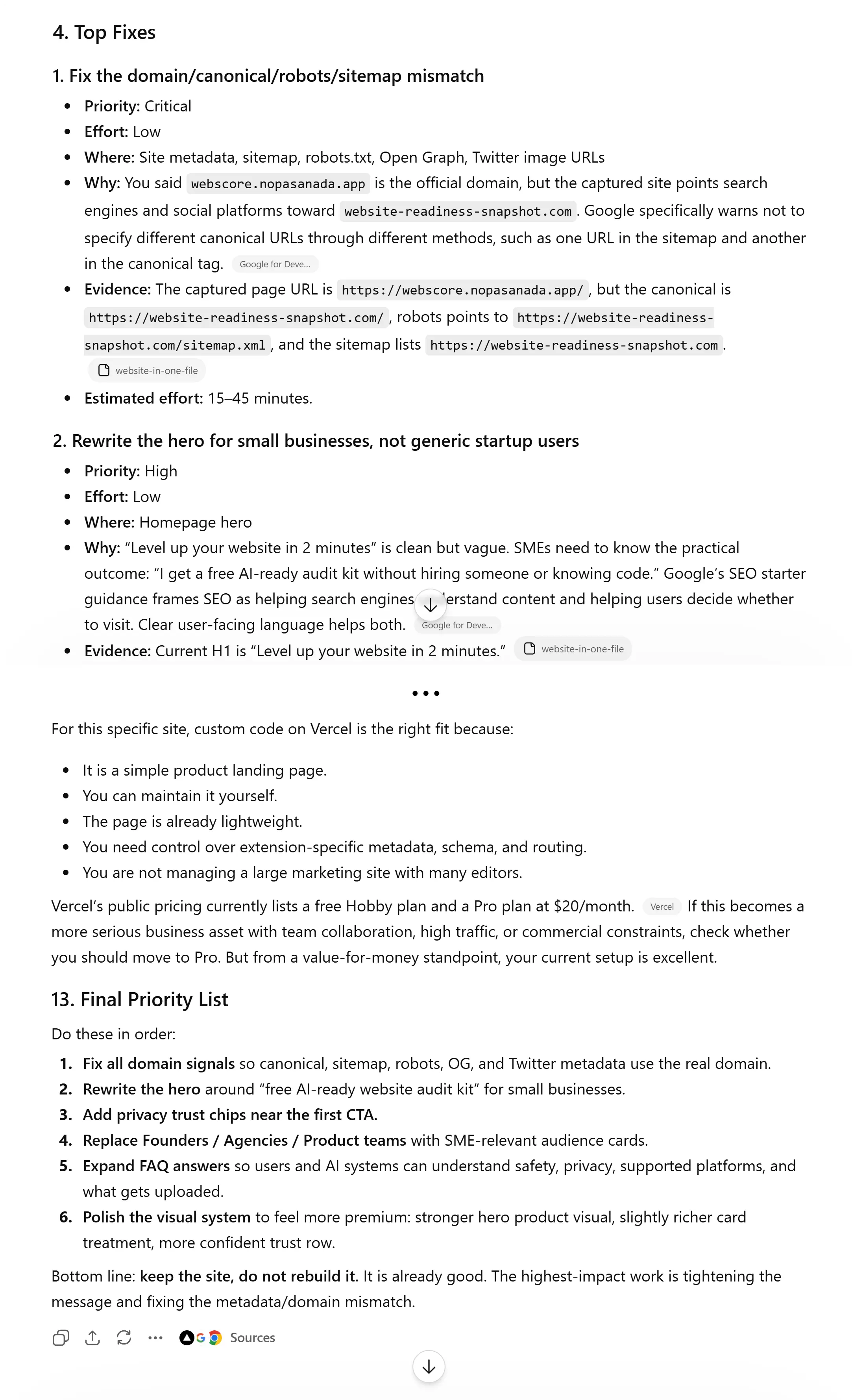 Example AI report, page 2